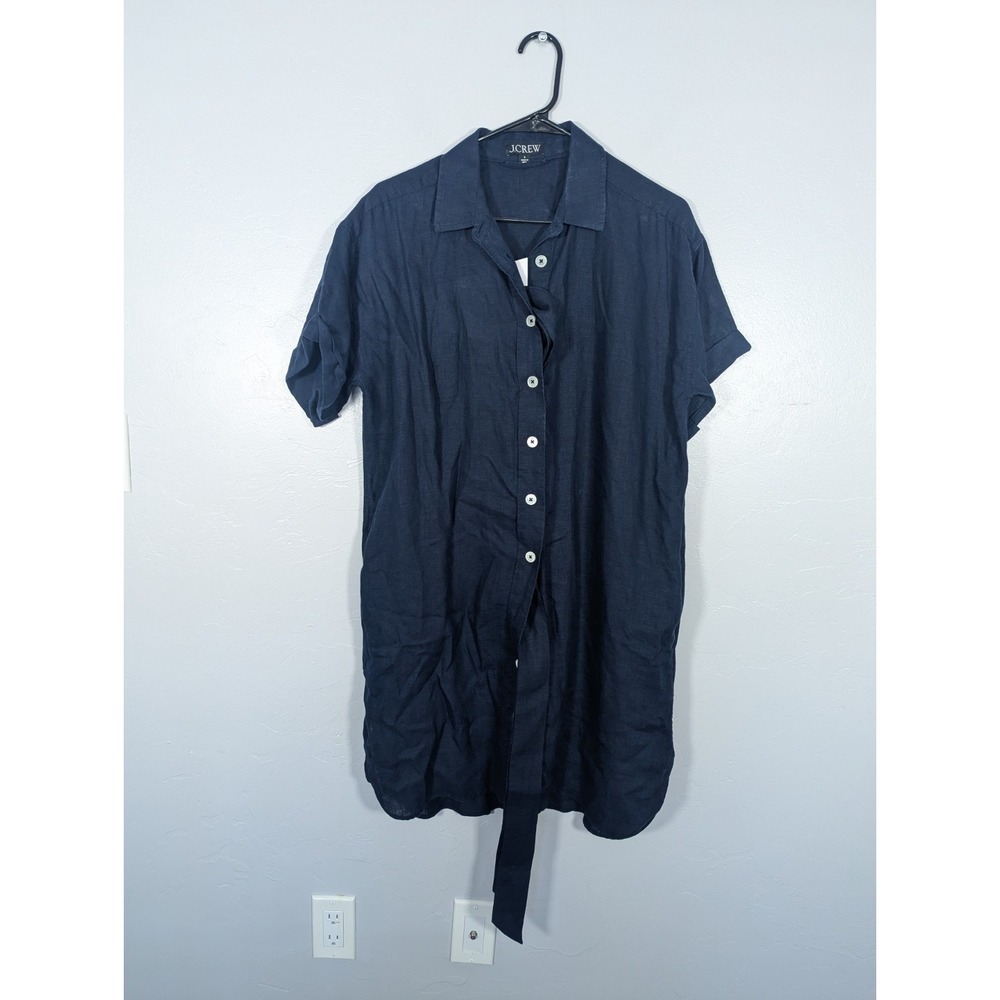 J. Crew Shirt-dress S Navy Blue Capitaine Linen Minimalist‎ Summer